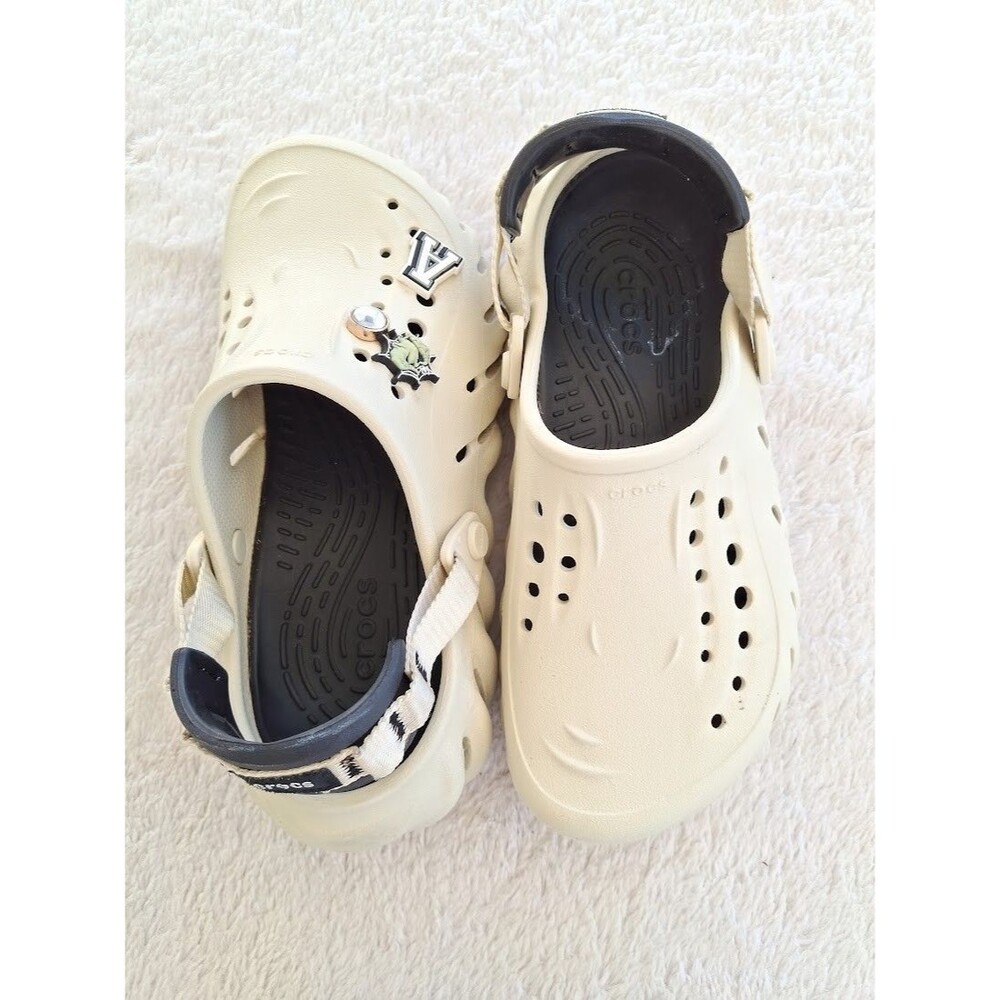 Crocs Echo Clog Bone Black Womens 8 Mens 6 Sculpted Foam 207937-2YJ - Picture 2 of 13